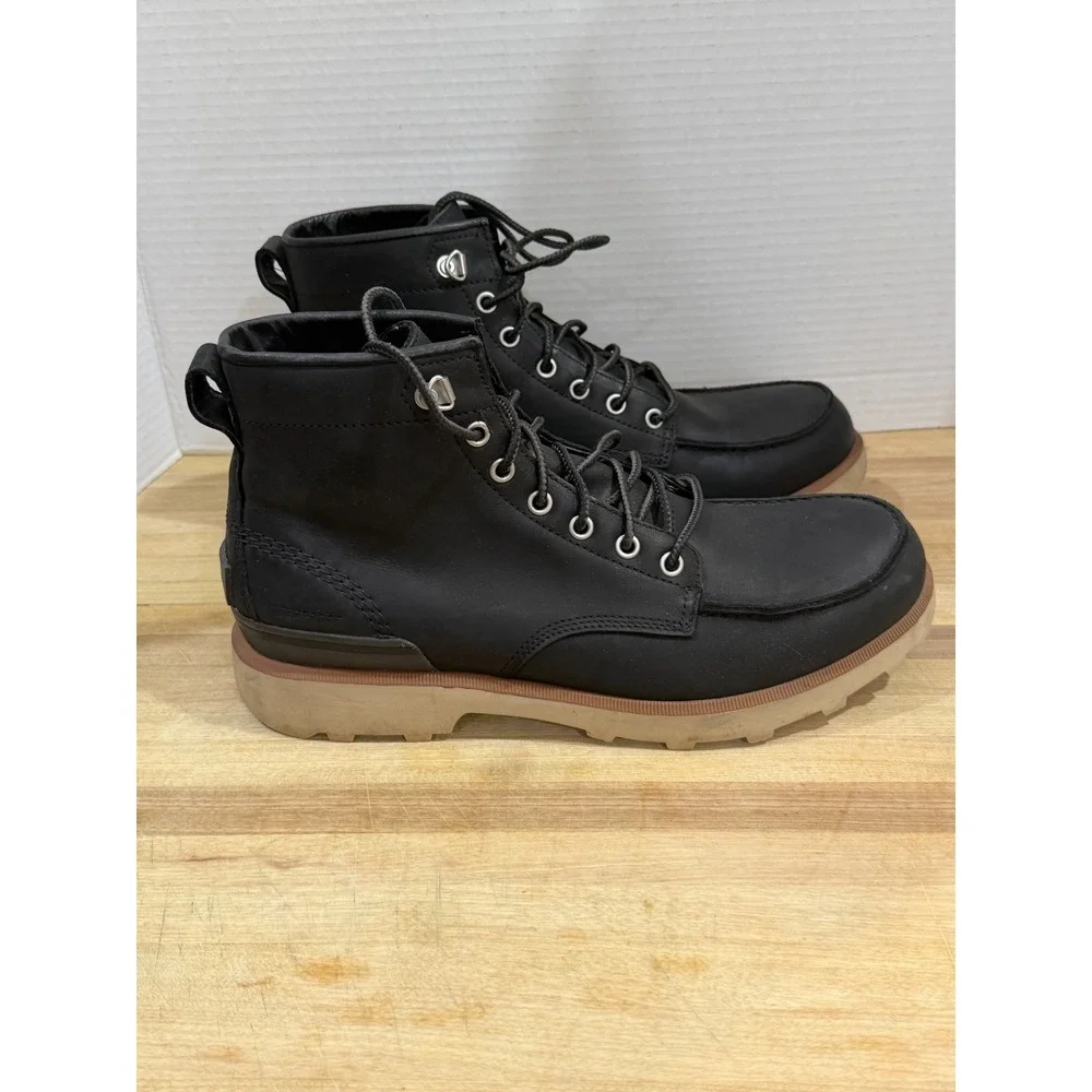 Sorel Caribou Moc Waterproof Boots Men's 10 Black Nubuck Leather 1977721-010